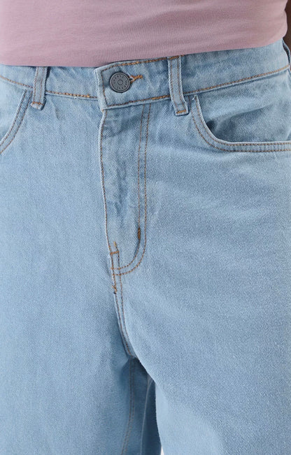 Men Loose Fit Washed Non-Stretchable Jeans