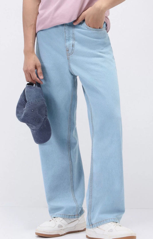 Men Loose Fit Washed Non-Stretchable Jeans