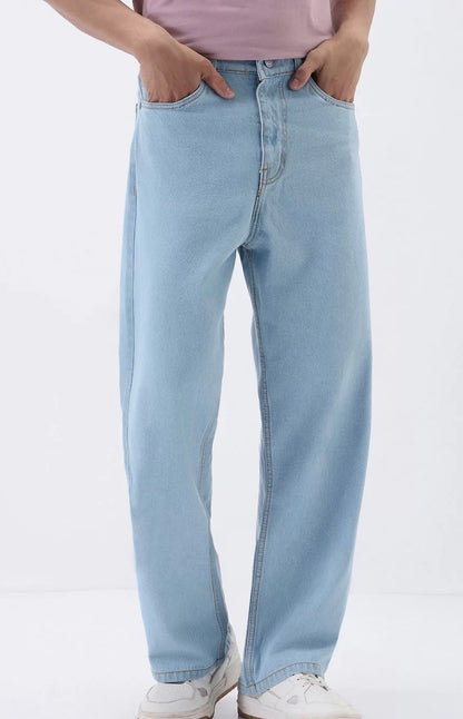 Men Loose Fit Washed Non-Stretchable Jeans