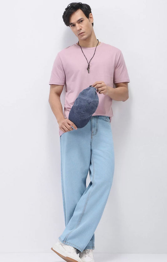 Men Loose Fit Washed Non-Stretchable Jeans